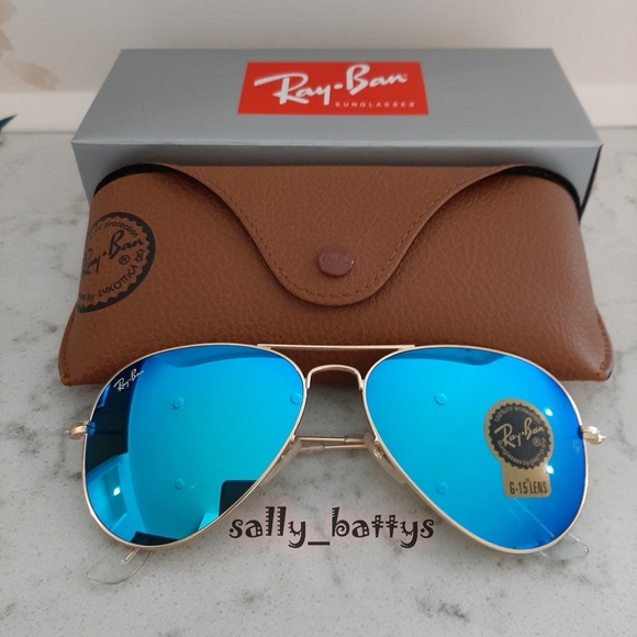 Ray-Ban (Store Display) Aviator Reflective Blue Lens RB3025 Mirror - Picture 8 of 12